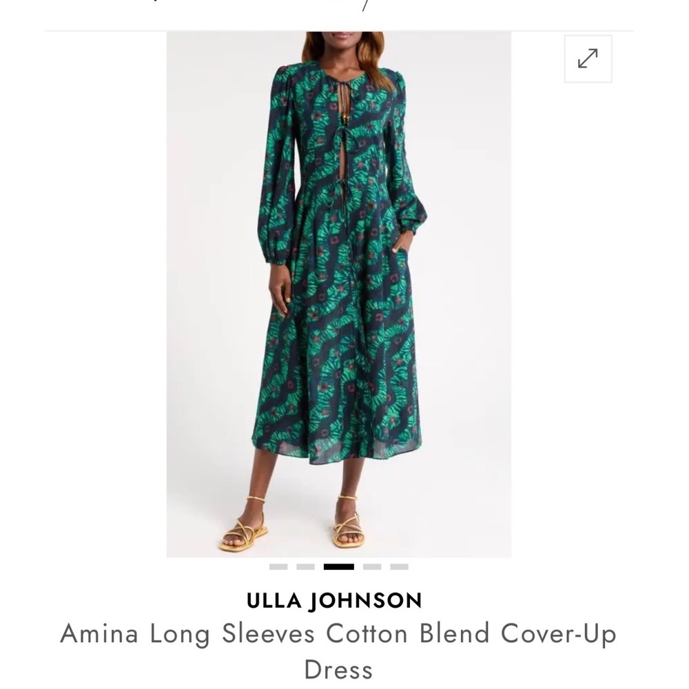 ULLA JOHNSON AMINA MIDI COVERUP IN BOTANICAL TIE DYE OASIS PRINT